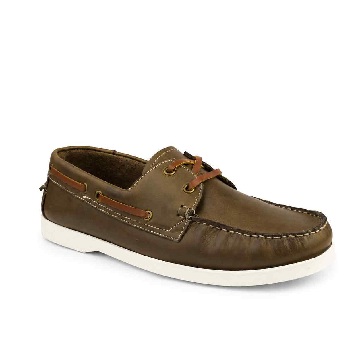 chaussure bateaux homme SEB02-1 marron kaki cuir Mocassin homme Maroc